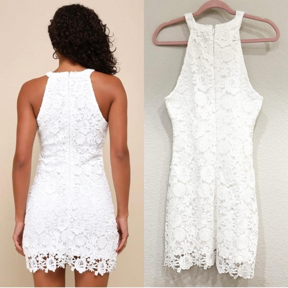 NWOT Lulus Love Poem Ivory Lace Mini Dress - Picture 5 of 9